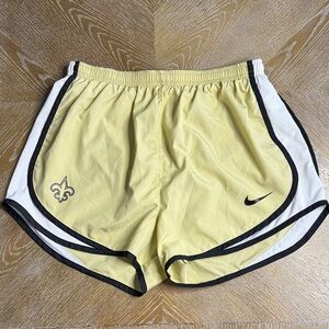 NIKE Dri-Fit NFL Saints Women's Yellow and White Athletic Shorts M